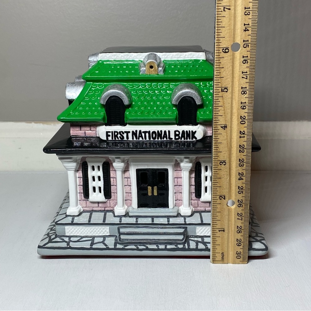 Vintage Christmas Village Luminary First National Bank Byron Mold Hand Painted - Picture 8 of 10